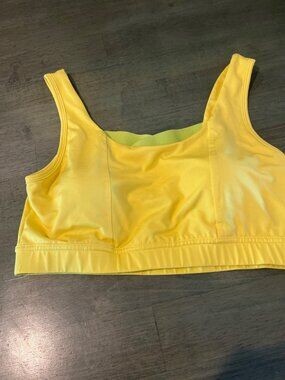 Yellow Sports Bra With Crisscross Back Design Medium Support Stretchy Fabric Wom